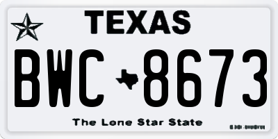 TX license plate BWC8673