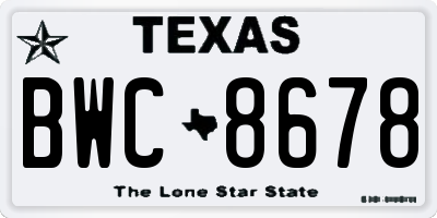 TX license plate BWC8678