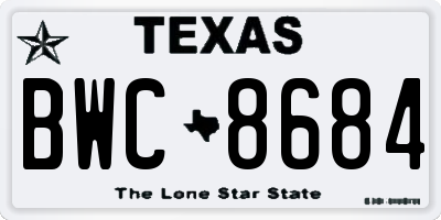 TX license plate BWC8684