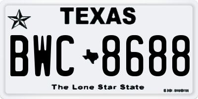 TX license plate BWC8688
