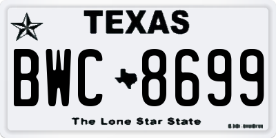 TX license plate BWC8699