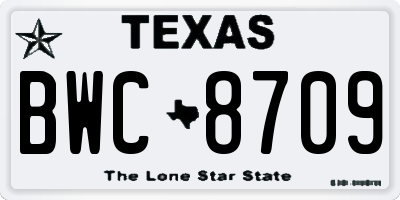 TX license plate BWC8709