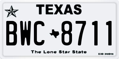 TX license plate BWC8711