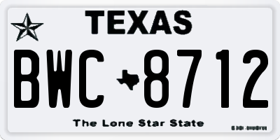 TX license plate BWC8712