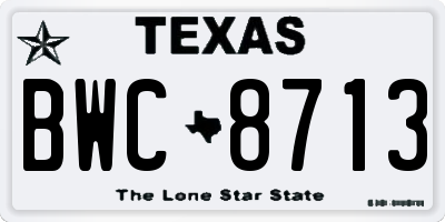TX license plate BWC8713