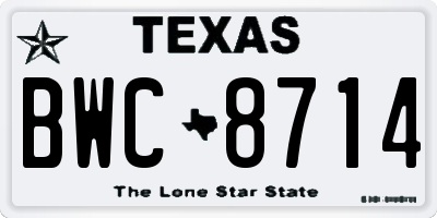 TX license plate BWC8714