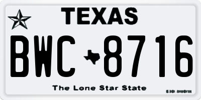 TX license plate BWC8716