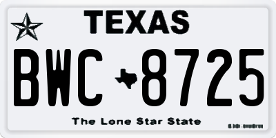 TX license plate BWC8725