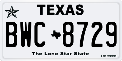 TX license plate BWC8729