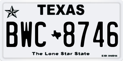 TX license plate BWC8746