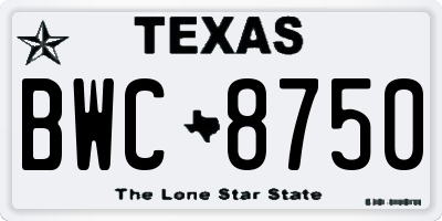 TX license plate BWC8750