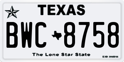 TX license plate BWC8758