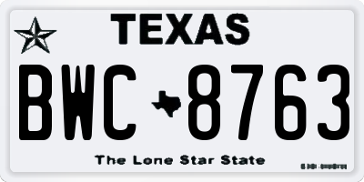TX license plate BWC8763
