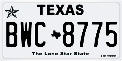 TX license plate BWC8775