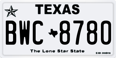 TX license plate BWC8780