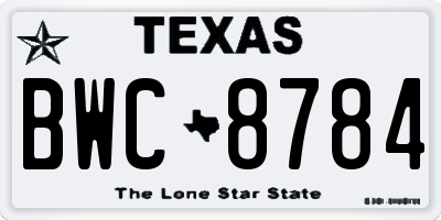 TX license plate BWC8784