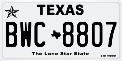 TX license plate BWC8807