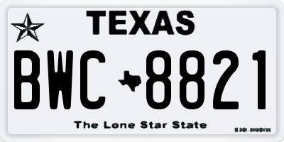TX license plate BWC8821