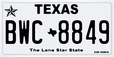 TX license plate BWC8849