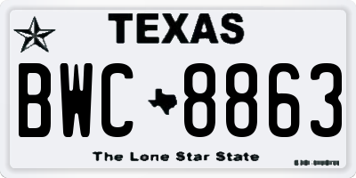 TX license plate BWC8863