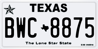 TX license plate BWC8875