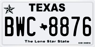 TX license plate BWC8876