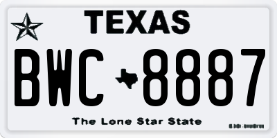 TX license plate BWC8887