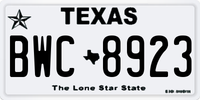 TX license plate BWC8923
