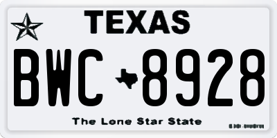 TX license plate BWC8928