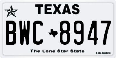 TX license plate BWC8947
