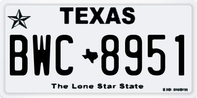TX license plate BWC8951