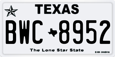 TX license plate BWC8952
