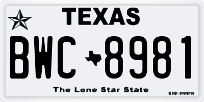 TX license plate BWC8981
