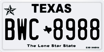 TX license plate BWC8988
