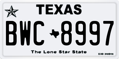 TX license plate BWC8997