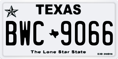 TX license plate BWC9066