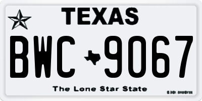 TX license plate BWC9067
