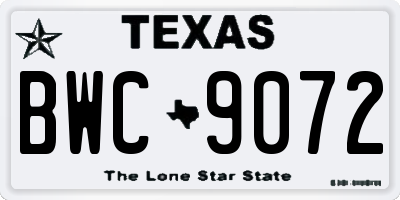 TX license plate BWC9072