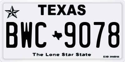 TX license plate BWC9078