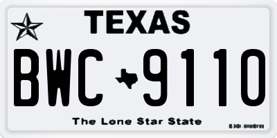 TX license plate BWC9110