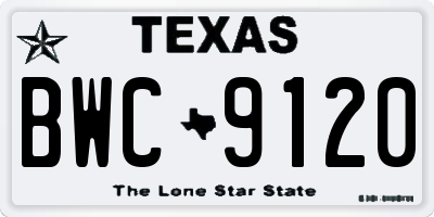 TX license plate BWC9120