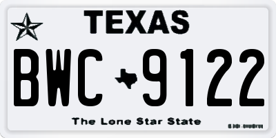TX license plate BWC9122