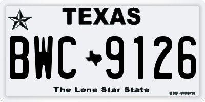 TX license plate BWC9126
