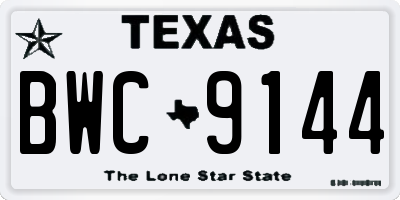 TX license plate BWC9144