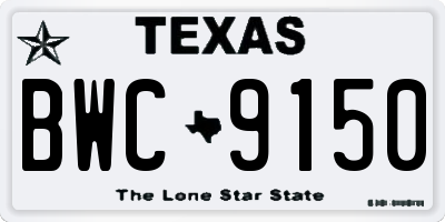 TX license plate BWC9150