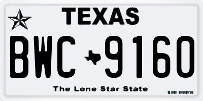TX license plate BWC9160