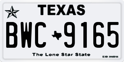 TX license plate BWC9165