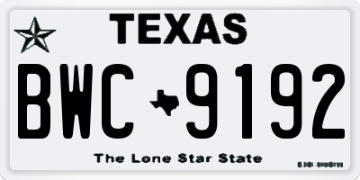 TX license plate BWC9192