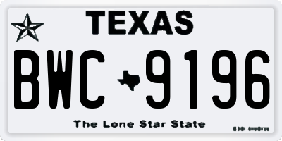 TX license plate BWC9196