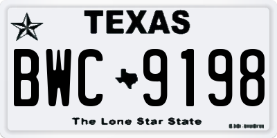 TX license plate BWC9198